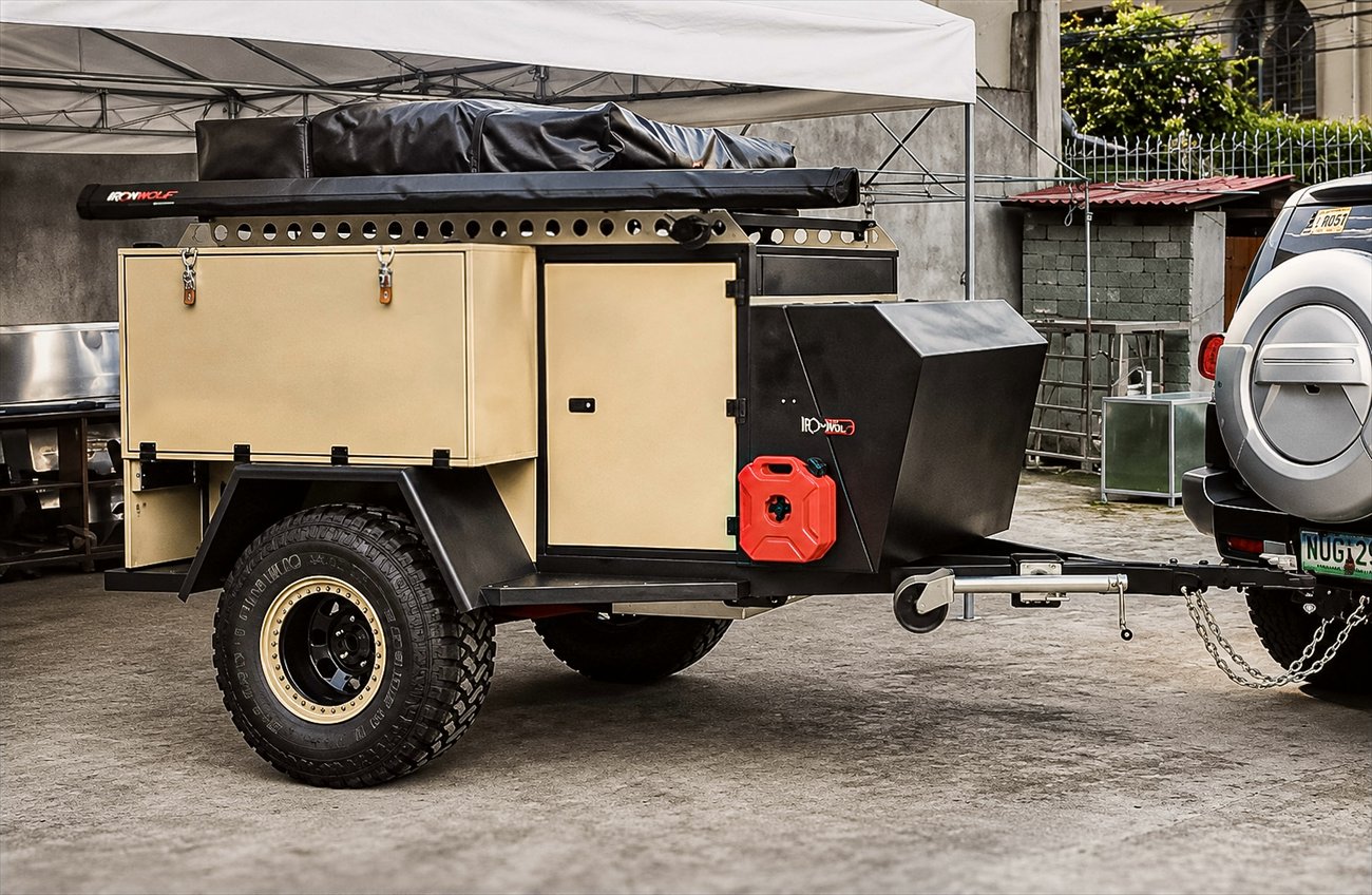 Iron Wolf beige overland camper trailer